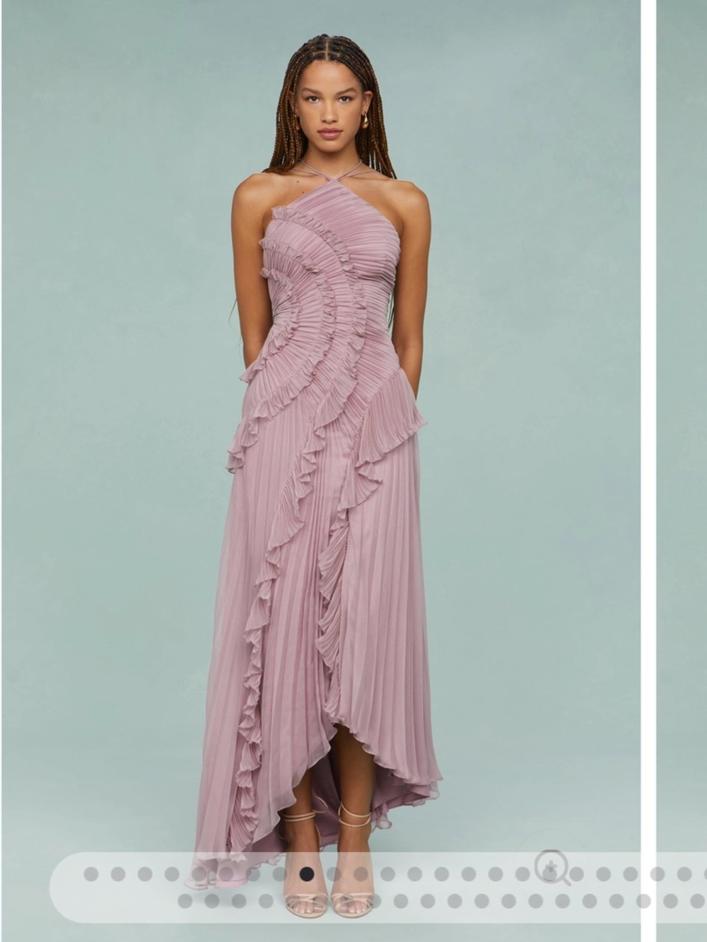 NWOT Pleated Frill Halter Neck Midi Dress S,M,L